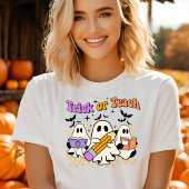 Trick or teeach Retro Halloween Teacher Tshirt