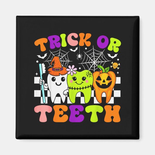Trick Or Teeth Funny Dental Halloween Costumes Tre Magnet (Vorne)
