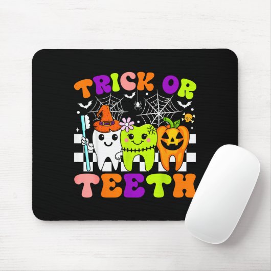 Trick Or Teeth Funny Dental Halloween Costumes Tre Mousepad (Mit Mouse)