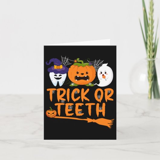Trick Or Teeth Funny Dentist Halloween Dental Squa Karte (Vorderseite)