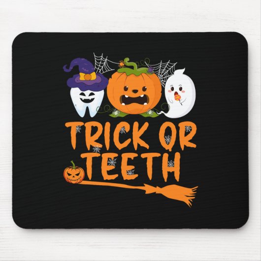 Trick Or Teeth Funny Dentist Halloween Dental Squa Mousepad (Vorne)