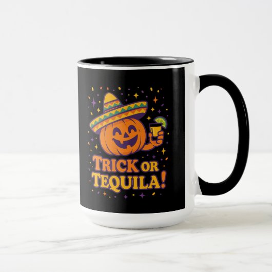 Trick or Tequila – Funny Halloween Pumpkin Party Tasse (Rechts)