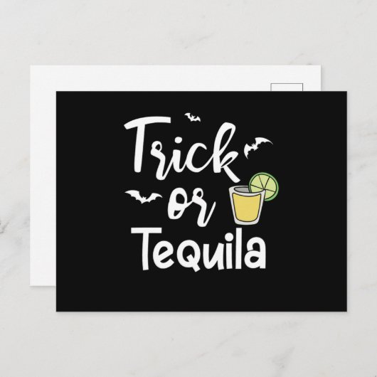 Trick or Tequila Halloween Pumpkin Horror Beängsti Postkarte (Vorne/Hinten)