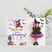 Trick or Three 3. Geburtstag Einladung (Stehend Vorderseite)