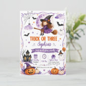 Trick or Three 3. Geburtstag Einladung (Stehend Vorderseite)