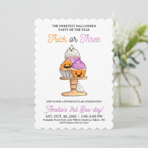 Trick or Three 3. Geburtstags-Halloween-Party-Einl Einladung