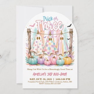 Trick or Three 3. Geburtstags-Halloween-Party-Einl Einladung