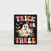 Trick Or Three 3 Years Old Birthday Groovy Ghost H Karte (Vorderseite)