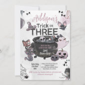 Trick or Three 3rd Birthday Halloween Einladung (Vorderseite)