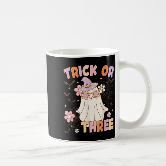 Trick Or Three Cute Ghost Groovy 3rd Birthday Soky Kaffeetasse (Rechts)
