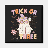 Trick Or Three Cute Ghost Groovy 3rd Birthday Soky Magnet (Vorne)
