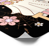 Trick Or Three Cute Ghost Groovy 3rd Birthday Soky Poster (Ecke)