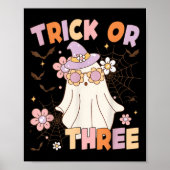 Trick Or Three Cute Ghost Groovy 3rd Birthday Soky Poster (Vorne)