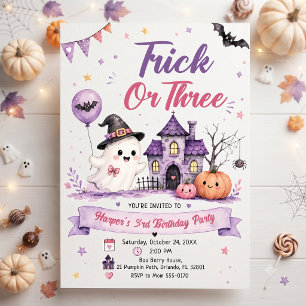 Trick or Three Halloween-Geburtstagsfeier Einladung