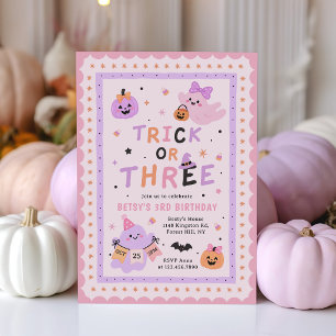 Trick Or Three Halloween-Geist 3. Geburtstag Einladung