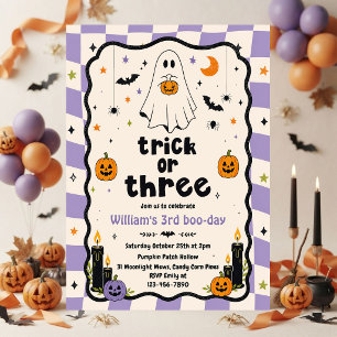 Trick Or Three Halloween-Geist 3. Geburtstag Einladung