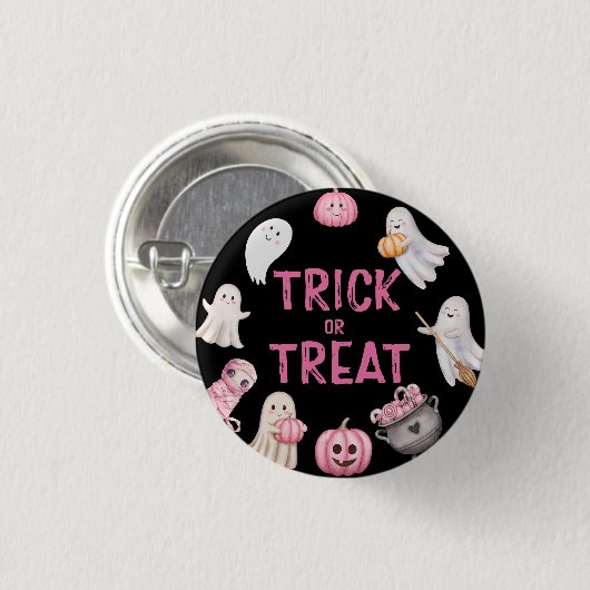 Trick Or Three Halloween Ghost Birthday Party Button (Vorne & Hinten)