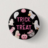 Trick Or Three Halloween Ghost Birthday Party Button (Vorderseite)