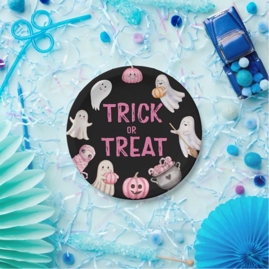 Trick Or Three Halloween Ghost Birthday Party Pappteller (Party)
