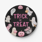 Trick Or Three Halloween Ghost Birthday Party Pappteller (Vorderseite)