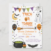 Trick Or Three Halloween Groovy Geist 3. Geburtsta Einladung (Vorderseite)