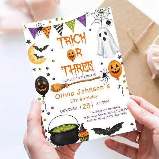 Trick Or Three Halloween Groovy Geist 3. Geburtsta Einladung