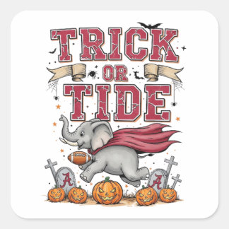 Trick or Tide Alabama Halloween-Aufkleber – Vintag Quadratischer Aufkleber