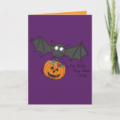 Trick or Treat Bat - Funny Halloween Greeting Card Karte (Vorderseite)