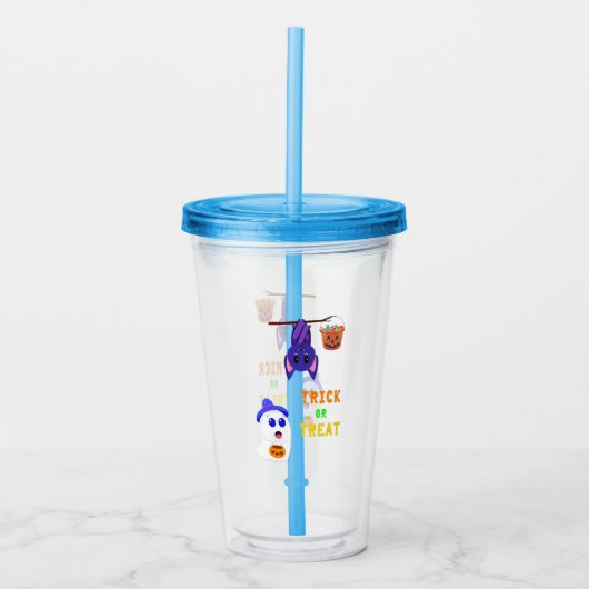 Trick or Treat Bats Candy 31 UK Oktober Halloween Acryltrinkbecher (Vorderseite)