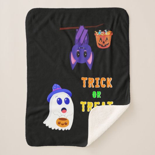 Trick or Treat Bats Candy 31 UK Oktober Halloween Sherpadecke (Vorderseite)