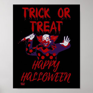 "TRICK OR TREAT BEÄNGSTIGEND CLOWN"-halloween lust Poster