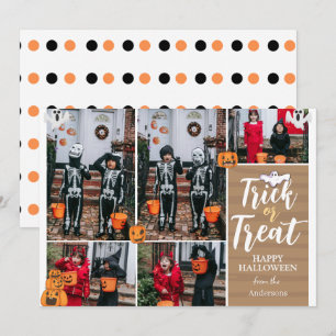 Trick or Treat Boo Halloween Familienfoto Collage Feiertagskarte