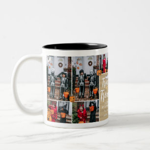 Trick or Treat Boo Halloween Familienfoto Collage Zweifarbige Tasse