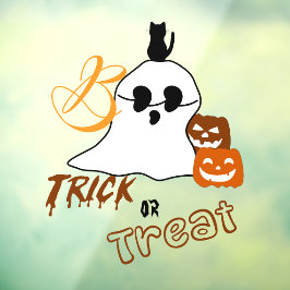 Trick or Treat Boo mit Back Cat und Pumpkin Fensteraufkleber