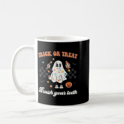 Trick Or Treat Brush Your Teeth Retro Halloween Cu Kaffeetasse (Links)