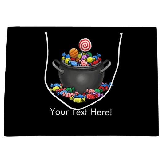 Trick or Treat Candy Cauldron Große Geschenktüte (Vorderseite)
