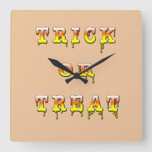 Trick or Treat Candy Cone Version Quadratische Wanduhr