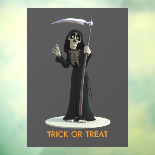 Trick or Treat. Cartoon Grim Reaper Fensteraufkleber (Blatt 3)