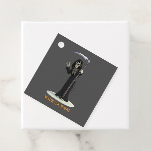 Trick or Treat. Cartoon Grim Reaper Geschenkanhänger (Beispiel)