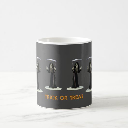 Trick or Treat. Cartoon Grim Reaper Kaffeetasse (Mittel)