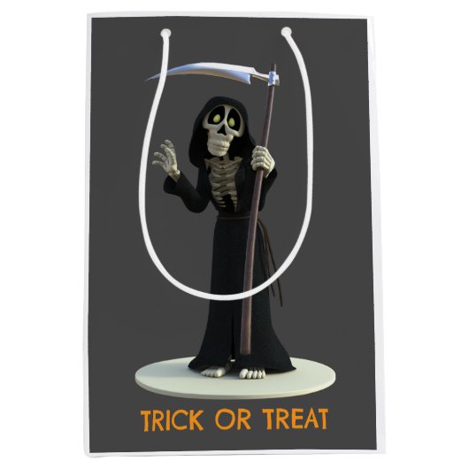 Trick or Treat. Cartoon Grim Reaper Mittlere Geschenktüte (Vorderseite)