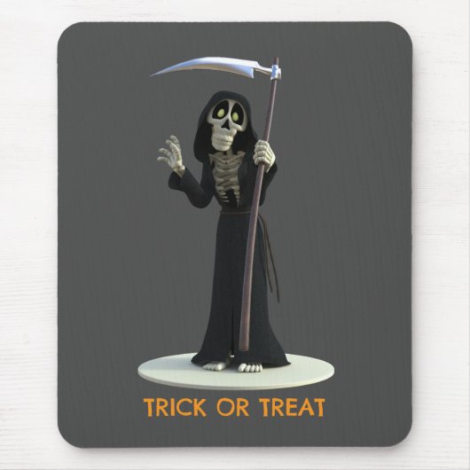 Trick or Treat. Cartoon Grim Reaper Mousepad (Vorne)