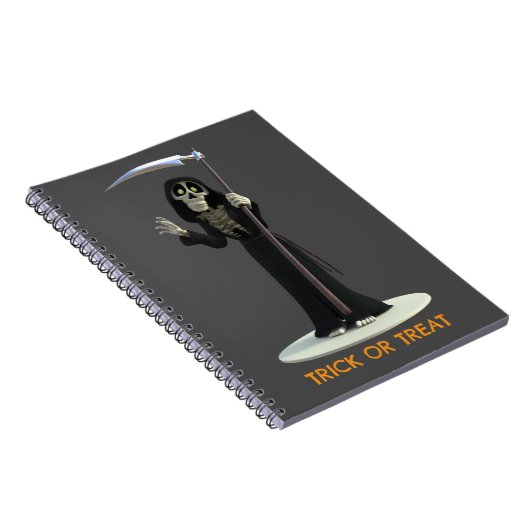Trick or Treat. Cartoon Grim Reaper Notizblock (Rechte Seite)