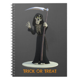 Trick or Treat. Cartoon Grim Reaper Notizblock