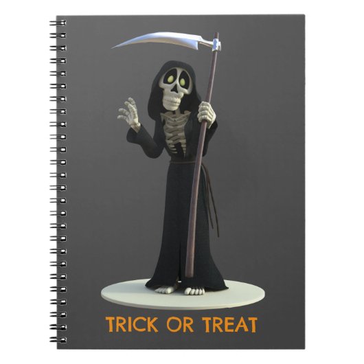 Trick or Treat. Cartoon Grim Reaper Notizblock (Vorderseite)