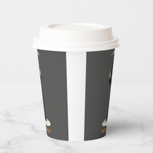 Trick or Treat. Cartoon Grim Reaper Pappbecher (Links)