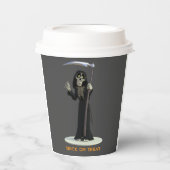 Trick or Treat. Cartoon Grim Reaper Pappbecher (Vorderseite)