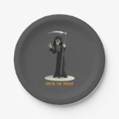 Trick or Treat. Cartoon Grim Reaper Pappteller (Vorderseite)