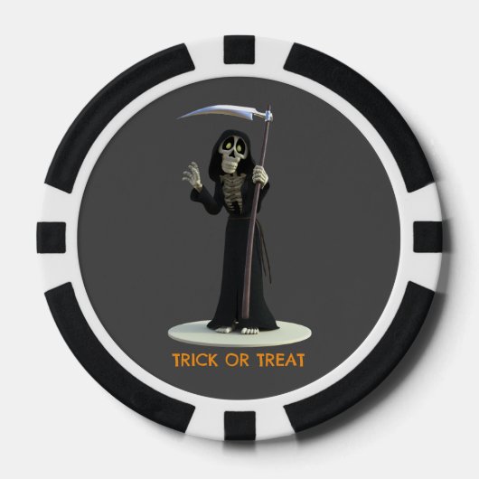 Trick or Treat. Cartoon Grim Reaper Pokerchips (Vorderseite)