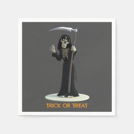 Trick or Treat. Cartoon Grim Reaper Serviette